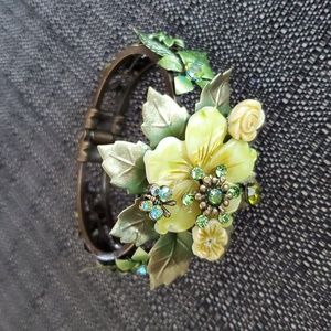 Avocado green floral bracelet